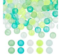 PH PandaHall 5 Colors 8mm Frosted Glass Beads 200pcs St. Patrick's Day Green Bracelet Bead Transparent Round Glass Beads Jewellery Loose Bead for Beading Necklace Bracelet Jewellery Crafts Making