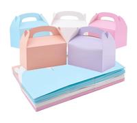 PH PandaHall 5 Colors Party Favor Treat Boxes 30pcs Goodie Paper Gift Boxes Colorful Gable Box Candy Snack Box with Handles for Christmas Halloween Birthday Small Business Wedding, 6.3x3.5x5.9 Inch