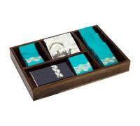 PH PandaHall 5 Grids Acacia Wooden Tea Bag Organizer Tea Storage Tray Sugar Packet Holder Condiment Storage Containers Sweeteners Candy Organizer Box for Coffee Station Kitchen Countertop Office
