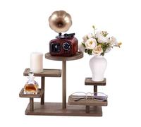 PH PandaHall 5 Layer Wood Riser Stand Tiered Display Stand Jewellery Organizer Holder Tiered Tray Rack Wood Flower Plant Shelf Display for Jewellery Succulent Plants Home Room Party, 30x13x23.6cm