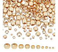 PH PandaHall 5 Sizes 14K Gold Plated Beads 200pcs Cube Spacer Beads Square Long-Lasting Bead for Jewellery Making DIY Craft Necklace Bracelet Earrings 2/3/4/5/6mm