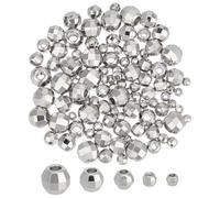 PH PandaHall 5 Sizes Round Faceted Spacer Beads 100pcs Metal Beads Ball Round Jewellery Spacers for Jewellery Making Christmas Birthday Party Decoration Bracelet Necklace, Platinum, 2.5/3/4/5/6mm