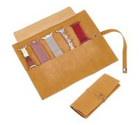 PH PandaHall 5 Slots PU Leather Watch Band Storage Bag Pouch Organizer Protable Watch Band Travel Case Stand Display for Men Women Outdoor Adventure Business Trip Holder and Organizer, Brown
