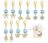 PH PandaHall 5 Style Wedding Bouquet Charms 10pcs Cubic Zirconia Pendant Rhinestone Butterfly Charms Glass Pearl Dangle Pendants for Bouquet Bridal Wedding Graduation Party Jewellery Making Craft