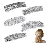 PH PandaHall 5 Styles Vintage Metal Hair Clips, Metal Hair Barrettes Large Hand Crafted Hair Clips Retro Forest Peacock Hairpin Vintage French Hair Accessories for Women Girls Antique Silver, 77~93mm