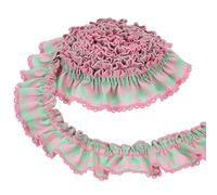 PH PandaHall 5 Yards x 1-3/8 inch Pink Lace Ribbon Ruffle Trim Polyester Fabric Pleated Lace Ribbon Ruffle Edge Trim for Sewing Crafts Dress Clothing Apparel Home Craft Sewing Decoration