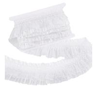 PH PandaHall 5 Yards x 3 inch White Lace Trim Polyester Ruffle Edge Wedding Bridal Lace Trim Ribbon for Curtain Cloth Applique Embellishment Home Decor DIY Craft Sewing Projects