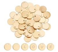 PH PandaHall 50 pcs 10mm 304 Stainless Steel Flat Round Blank Stamping Tag Pendants Charms Diameter for Jewellery Making Gloden