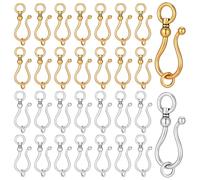 PH PandaHall 50 Sets S Hook Jewellery Clasp 2 Colors Tibetan Style Toggle Clasps Jewellery Clasp Connector Clousre for DIY Jewellery Making Necklace Bracelet, 38mm Long, Antique Silver/Antique Gold