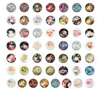 PH PandaHall 50 Styles Flower Glass Cabochons 12mm Floral Pattern Oval Glass Cabochons Flower Printed Cabochon Vintage Mosaic Tiles for Photo Pendant Earring Necklace Keychain Jewellery Making