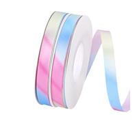 PH PandaHall 50 Yards Rainbow Satin Ribbon, 3/8 inch Fabric Grosgrain Ribbons Textured Polyester Gradient Wrapping Ribbon for Hair Bow Gift Wrapping Craft Sewing Wedding Party Decor, 2 Rolls