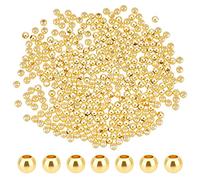 PH PandaHall 500pcs 18K Gold Plated Beads 3mm Long-Lasting Round Beads Smooth Spacer Bead Mini Seamless Balls Bead for Stackable Necklace, Bracelet, Earring Summer Hawaii Jewellery Making