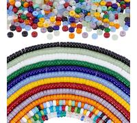 PH PandaHall 500pcs 6mm Colorful Glass Beads for Jewelry Making Flat Round Abacus Glass Bead Disc Spacer Beads for Spring Summer Bracelet Necklace Earring Keychain Phone Chain DIY Crafts