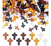 PH PandaHall 500pcs Cross Beads 5 Colors Small Crosses for Bracelets Acrylic Cross Charms Loose Beads Christmas Bead for Rosary Bracelet Necklace Earring Jewellery Making DIY Crafts, 16x12mm