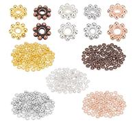 PH PandaHall 500pcs Flower Spacer Beads, 5 Colors Daisy Spacers Beads 5mm Metal Loose Blossom Bead Braclet Tiny Spacer Bead for Necklace Bracelet Earring Jewelry Makin, Hole 1mm