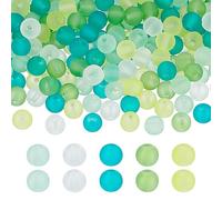 PH PandaHall 500pcs Frosted Glass Beads 6mm St. Patrick's Day Round Bracelet Bead 5 Colors Green Transparent Crystal Beads Loose Jewellery Bead for Beading Necklace Bracelet Jewellery Crafts Making