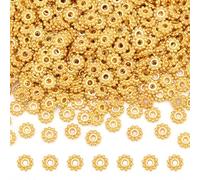 PH PandaHall 500pcs Gold Spacer Beads 6.5mm Daisy Spacers Flower Bead Metal Snowflake Spacer Bead Craft Loose Beas for Necklace Bracelet Earring Jewellery Making