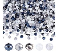 PH PandaHall 500pcs Punk Style Glass Beads, Two-Tone Half Silver Plated Beads 6mm Faceted Rondelle Crystal Bead Transparent Loose Bead for Jewellery Making DIY Craft Bracelet Suncatcher, 5 Colors