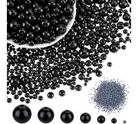 PH PandaHall 5030pcs Black Pearl Beads for Jewellery Making, 4/6/8/10/12/14mm ABS Pearl Beads Smooth Round Bead 12/0 2mm Glass Seed Bead Spacers for Bracelet Necklace Earrings Craft Jewellery Making