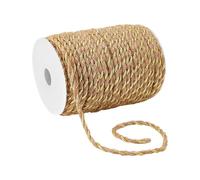 PH PandaHall 50m Braided Metallic Jute Rope 5mm Rustic Gold Twisted Cord Rope Decorative Rope Thread Polyester Braided Cord for Wedding Home Upholstery Curtain Christmas Decor Costumes Crafts