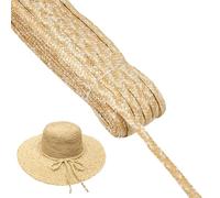 PH PandaHall 50m Wheat Straw Braided Material for Hat Making, 11.5-13.5mm Wide Handwoven Natural Straw Braiding Lace Trim Rustic Sewing Ribbon for Hat, Basket, Bag, Vase, DIY Craft