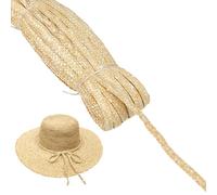 PH PandaHall 50m Wheat Straw Braided Material for Hat Making, 6-8mm Wide Handwoven Natural Straw Braiding Lace Trim Rustic Sewing Ribbon for Hat, Basket, Bag, Vase, DIY Craft
