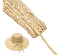 PH PandaHall 50m Wheat Straw Braided Material for Hat Making, 9-11.5mm Wide Handwoven Natural Straw Braiding Lace Trim Rustic Sewing Ribbon for Hat, Basket, Bag, Vase, DIY Craft