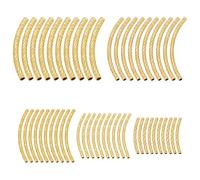 PH PandaHall 50pcs 18K Gold Plated Curved Noodle Tube Beads Twisted Bugle Beads, 5 Sizes Brass Long Tube Spacer Bead Connectors for Necklace Bracelet Jewellery Making, 19.5~35mm