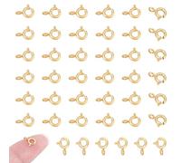PH PandaHall 50pcs 18K Gold Plated Spring Gate Rings Clasp, Gold Jewellery Clasps Connectors with Jump Rings Bracelets Link for Bracelets Necklaces Pendants Jewellery Making Repairs