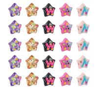 PH PandaHall 50pcs 5 Styles Colourful Star Beads, 18mm Acrylic Enamel Star Beads Craft Bead with Rhinestone Loose Spacer Bead for DIY Jewellery Bracelets Necklaces Earrings Making Crafting