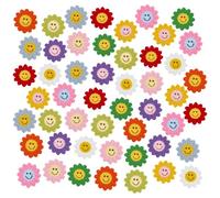 PH PandaHall 50pcs Crochet Flowers Sew On Patches, 10 Colors 2.56" Smiling Sunflower Appliques Patch Embroidered Polyester Fabric for Sewing Clothing Coat Hat Backpack Decoration DIY Crafts