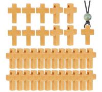 PH PandaHall 50pcs Easter Wooden Cross Pendants Small Cross Beads with Hole for Necklace Making Retro Cross Charm for Christmas Halloween Prayer Craft Making 22x14x4mm, Hole: 2mm