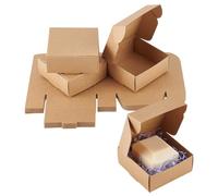 PH PandaHall 50pcs Kraft Gift Boxes Valentine Square Presentation Gift Favour Small Treat Boxes Easy Assemble for Mother's Day Wedding New Year Birthday Gifts, 3.3x3.3x1.3inch