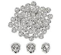 PH PandaHall 50pcs Lion Head Spacer Beads Tibetan Style Lion Bead 12mm Antique Silver Animal Bead Craft Beads for Bracelet Necklace Jewellery Making DIY Craft Gift Holiday Decoration