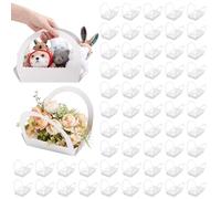 PH PandaHall 50PCS Paper Baskets with Handles 7x4.7inch Rectangle Folded Bakery Boxes White Empty Cardboard Baskets Desserts Goodie Tray for Graduation Season Anniversary Wedding Party Birthday
