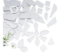 PH PandaHall 50pcs Sew On Acrylic Clear Mirror Rhinestone Crystal Flat Back Mirror Beads with Hole for DIY Wedding Dress Clothing Bags Shoes Decoration Accessory