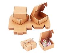 PH PandaHall 50pcs Small Gift Boxes Soap Sweet Boxes Kraft Paper Box Handmade Cardboard Present Box for Wedding Favour Birthday Jewellery Small Business, 5.5x5.5cm/2.1x2.1inch