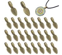 PH PandaHall 50Pcs Tibetan Style Glue on Bails Pendants Jewellery Bails Charm 21x8mm Small Leaf Necklace Bail Oval Spoon Bail Earring Charms for Jewellery Crafts Making Supplies, Antique Bronze