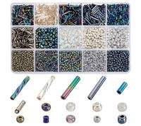 PH PandaHall 5177pcs Black Seed Beads 15 Styles Glass Bugle Beads Mini Bead Waist Bead for Friendship Bracelet Jewellery Making Beading Weaving Necklace 2/3/4mm