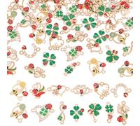 PH PandaHall 52Pcs 13 Styles Ladybug Charms Colorful Alloy Enamel Ladybug Pendant with Flower Leaf Rhinestone Charms for Jewelry Bracelets Necklace Earrings Making DIY Craft Supplies