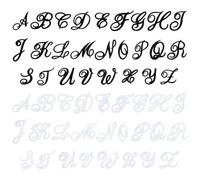 PH PandaHall 52pcs Script Letter Patches, A-Z Letter Patches Iron on Alphabet Cursive Letters Black White Sew on Embroidered Applique Patch for Customization Clothing Repair Denim Jacket Hat Shoes Bag