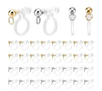 PH PandaHall 52PCS Transparent U Type Earrings Finding Invisible Clip-on Earring Converter Gold Platinum Resin Earring Clips Component Painless Ear Clips for Non Pierced Ears Jewellery Making Supplies