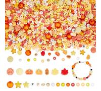 PH PandaHall 5480pcs Leaf Beads Bracelets Kit, Orange Yellow Bead Pumpkin Bead Autumn Jewellery Beads for Jewellery Making Fall Thanksgiving Decoration DIY Crafts, 13 Styles