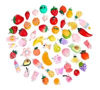 PH PandaHall 54pcs 3D Fruit Resin Charms, Dessert Resin Pendants Strawberry Orange Banana Grape Ice Cream Charm Pendants Colourful Dangle Charm for DIY Earring Necklace Jewellery Keychain Making