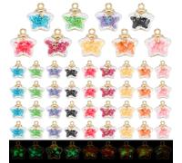 PH PandaHall 54pcs 9 Colors Glass Ball Charms Star Charms Luminous Star Pendants Glow in the Dark Pendants for Jewelry Making Bracelet Dangle Charm DIY Crafts 17X19mm