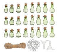 PH PandaHall 55 PCS Mini Glass Bottles with Cork Stoppers, Decorative Bottle with Screw Eye Pin Peg Bails Plastic Funnel Hopper Jute Cord for Arts Crafts, Wedding DIY Decoration, Party Favors
