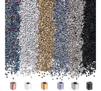 PH PandaHall 5500pcs 6 Colours Square Seed Beads Glass Waist Beads Punk Style Square Bead Metallic Opaque Craft Bead Mini Spacers for Necklace Bracelet Jewellery Making