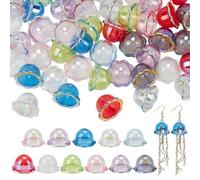 PH PandaHall 55PCS Acrylic Trumpet Flower Bead Caps 11 Colors Floral Jellfish Loose Beads Clear Wind Bell Flower Spacers for DIY Wind Chimes Phone Chain Lanyards Craft Jewellery Making