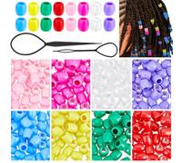 PH PandaHall 560pcs 8 Colours Large Hole Hair Beads, 12x11.5mm Jumbo Hair Beads Clear Colourful Braiding Hair Jewellery Hair Threading Bead for Braids Decoration Jewellery Making Kit, 6mm Hole