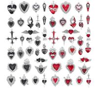 PH PandaHall 56pcs 2 Colours Alloy Enamel Gothic Charms Pendants Bulk Black Skull Cross Beads Goth Halloween Charms for DIY Jewellery Making Alternative Aesthetic Keychain Bracelet Craft Projects